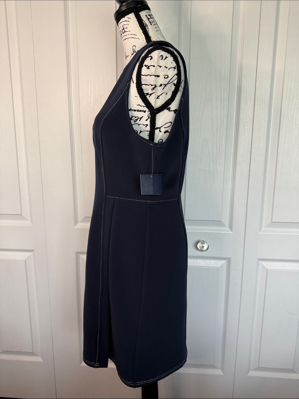 Donna Morgan Sleeveless Mini with Princess Seaming in Navy Blazer - Picture 3 of 7